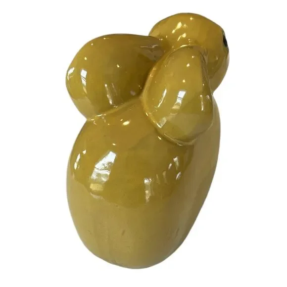 Vintage Yellow Mustard Colored Bunny Rabbit Ceramic Figurine - Picture 4 of 6